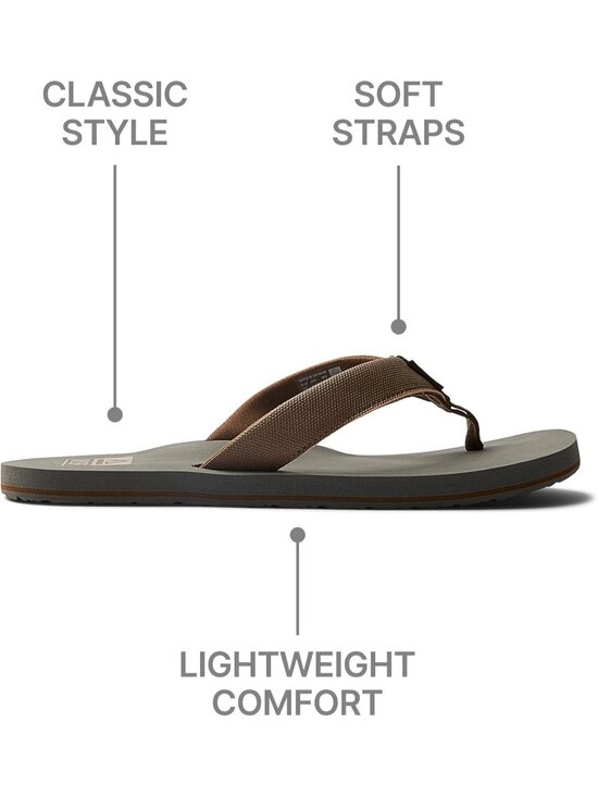 Men’s Tan Grey Twinpin Flip Flop Sandals Brown Vegan Leather Casual main image 5